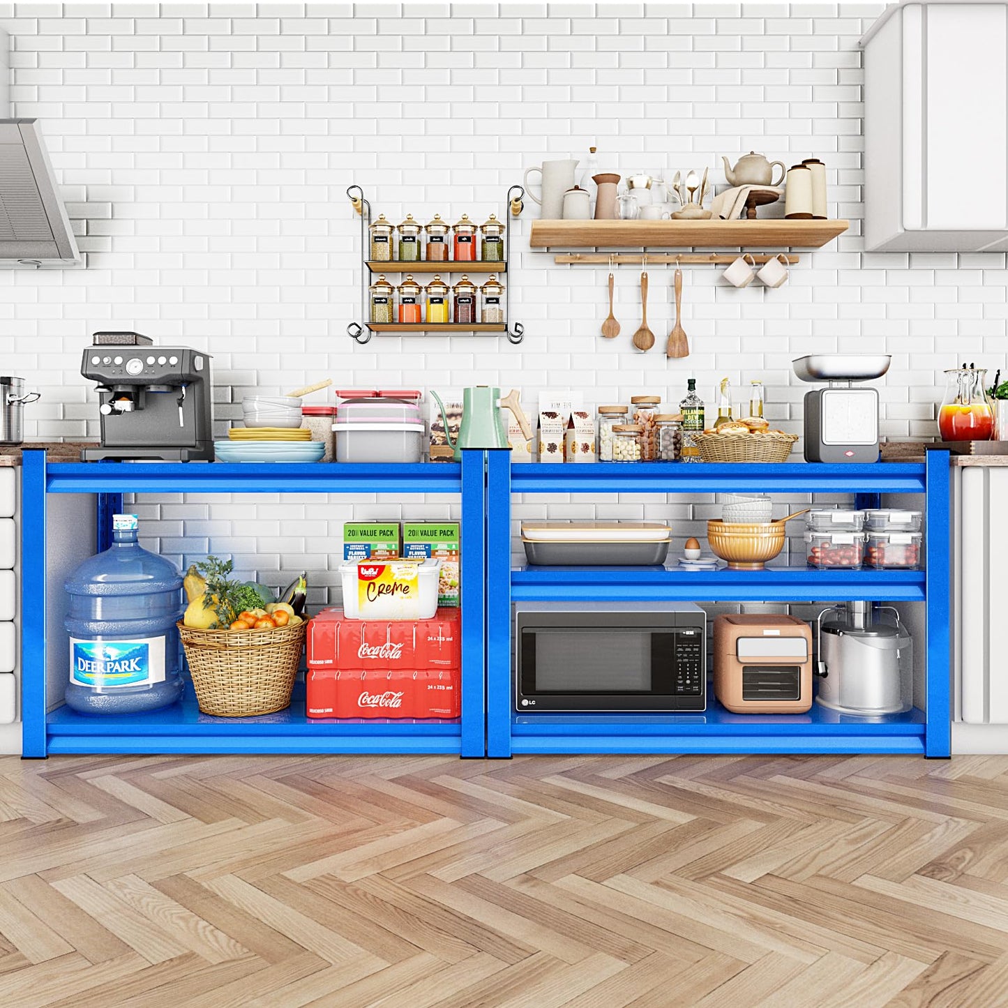 Rufokisa Garage Shelving Heavy Duty,Large Loads Adjustable Garage Storage Shelves, Metal Storage Racks and Shelving Units, Utility Rack Shelves,48”W x 18”D x 39”H,Blue