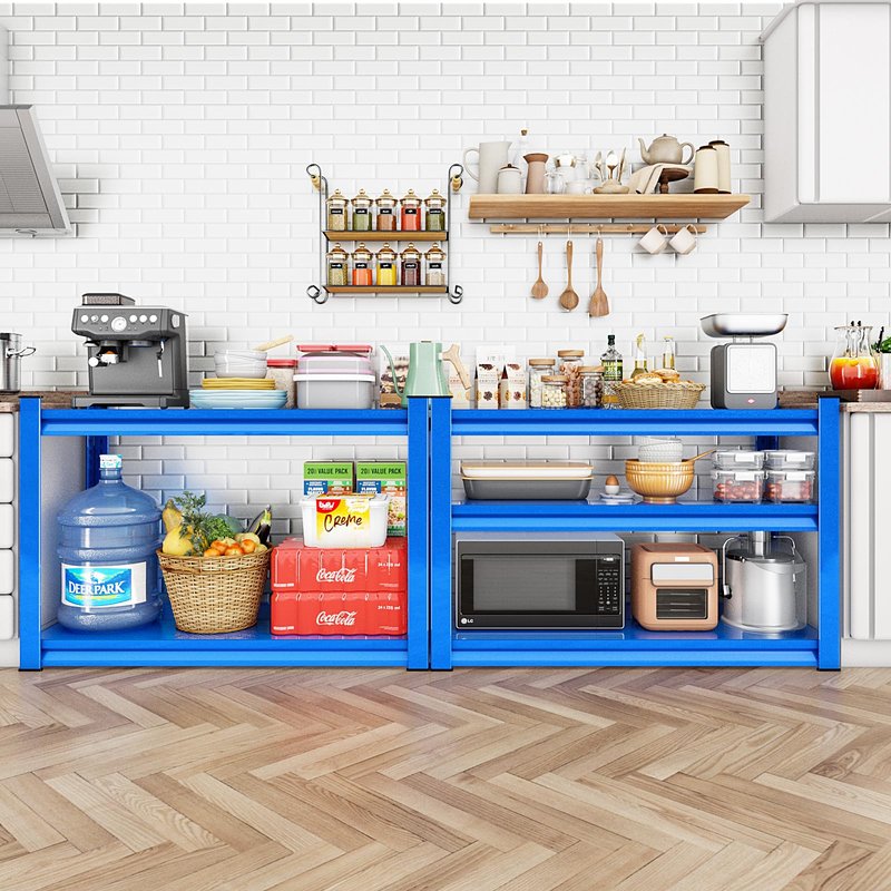 Rufokisa Garage Shelving Heavy Duty,Large Loads Adjustable Garage Storage Shelves, Metal Storage Racks and Shelving Units, Utility Rack Shelves,48”W x 18”D x 39”H,Blue