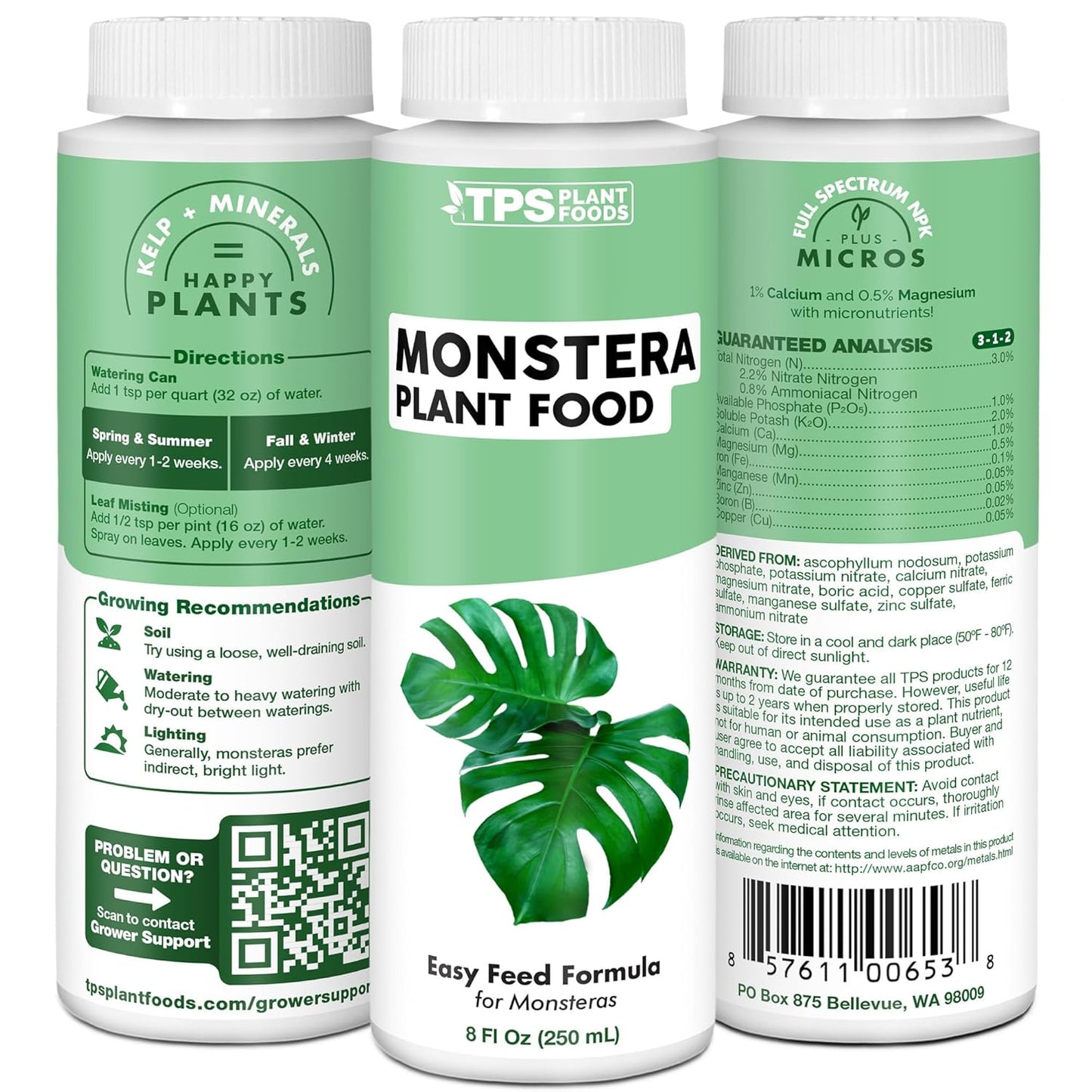 Monstera Plant Food - Liquid Fertilizer for Lush Growth & Strong Roots | 8 oz for Bigger Split Leaves