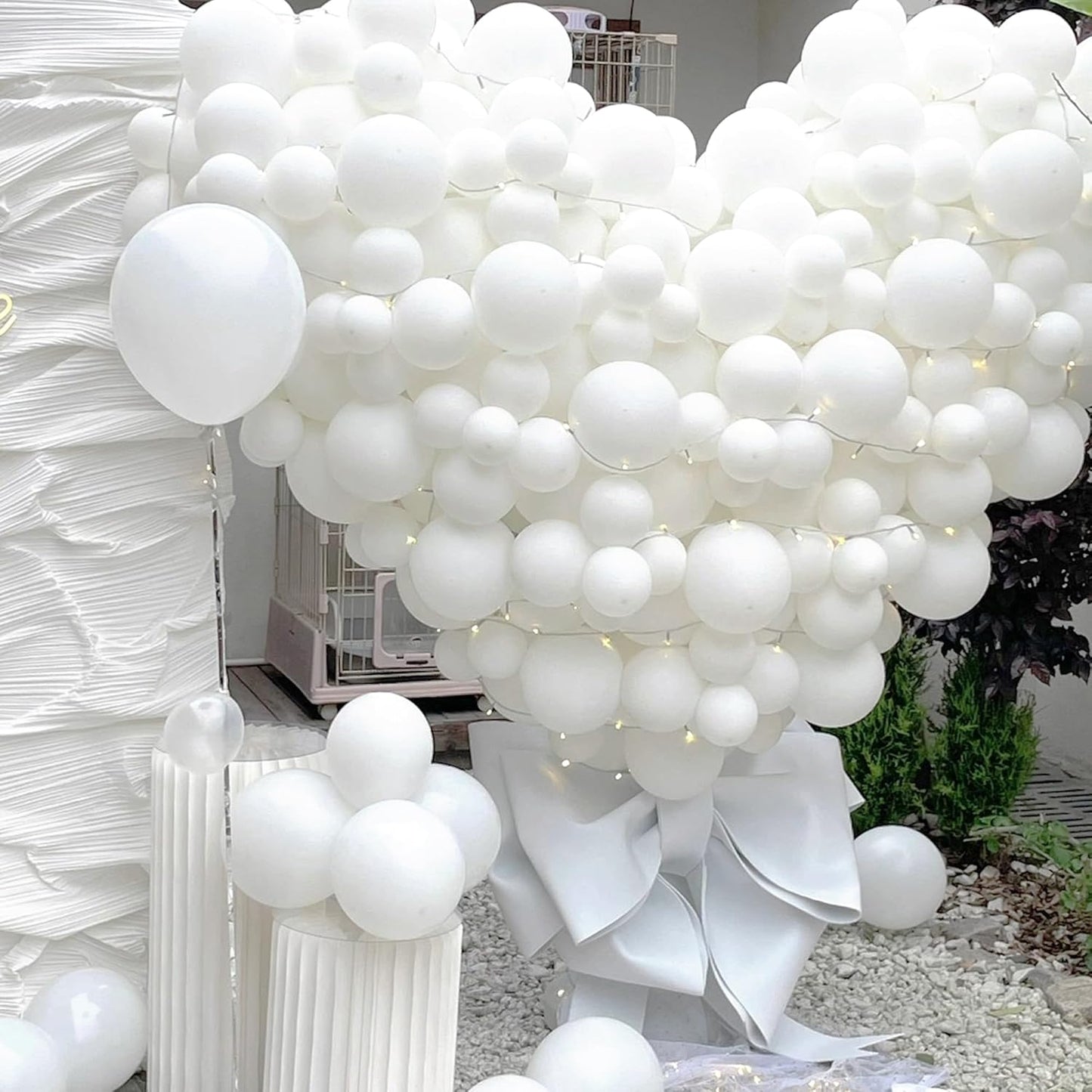 Skiennix White Latex Balloons - 200-Piece Garland Arch Kit for Birthday, Wedding & Baby Showers | 5-18 Inch Sizes