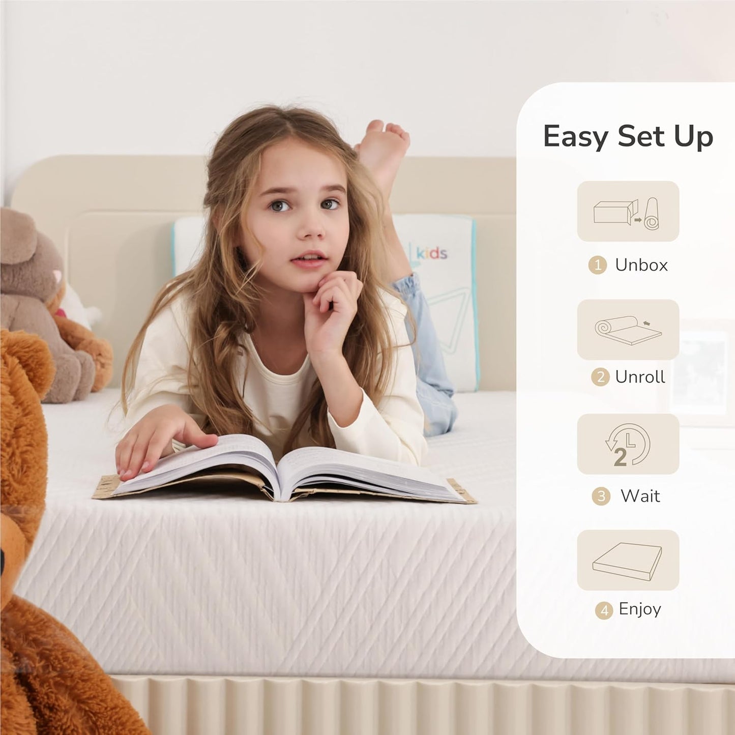 MLILY Twin Mattress - 6-Inch Memory Foam for Kids' Beds | Medium Firm Daybed & Bunk Size