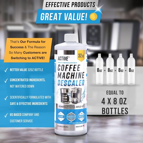 ACTIVE Coffee Machine Descaler - 32oz Limescale Remover for Keurig, Nespresso, Breville & More