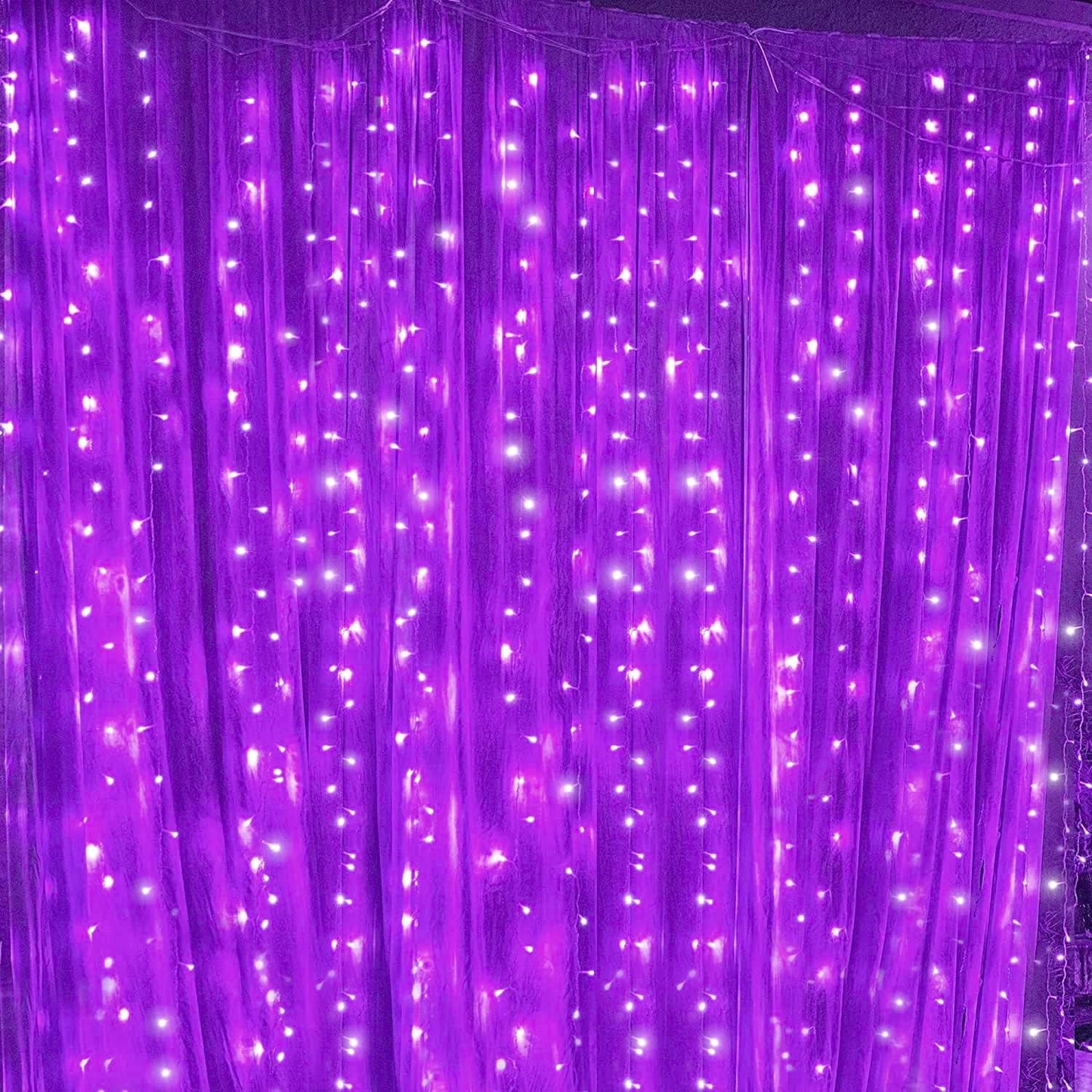 300 LED Twinkle Star Curtain String Lights - Warm White for Wedding, Home & Garden Decor