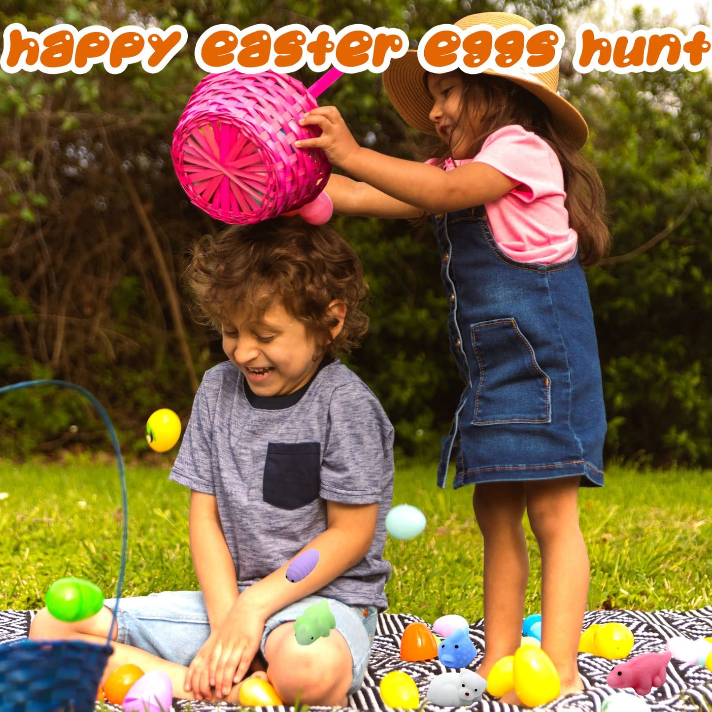 24 PCS Plastic Easter Eggs Filled with 24 PCS Mochi Squishy Toys for Kids, Perfect for Easter Egg Hunt Game, Easter Basket Fillers, Easter Party Favor Supplies