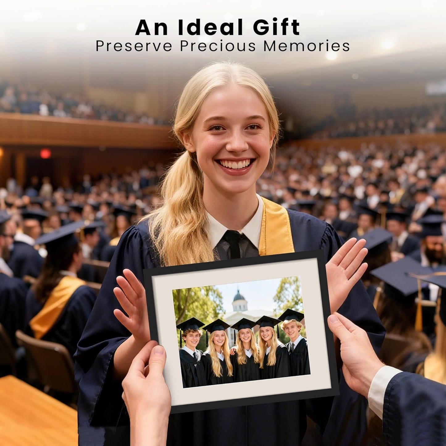 Upsimples 11x14 Diploma Frame - Clear Plexiglass for 8.5x11 Certificates or 11x14 Photos | Black Finish
