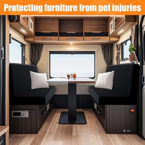 BIETYONE RV Dinette Cushion Covers - Stretchable Slipcovers for Camper Furniture | 2 Backrest & 2 Bench Covers (Black)