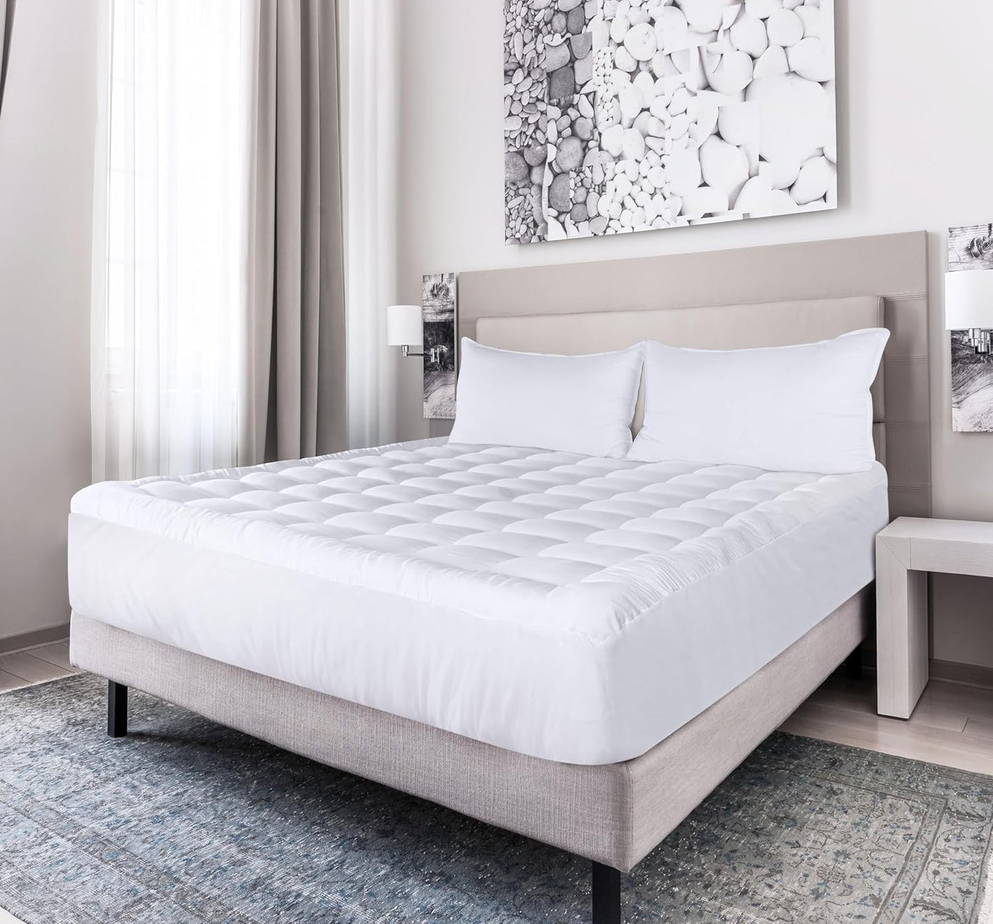 Utopia Bedding Queen Mattress Pad - Quilted Fitted Protector with Fluffy Pillow Top | Deep Pocket 60x80 Inches, White