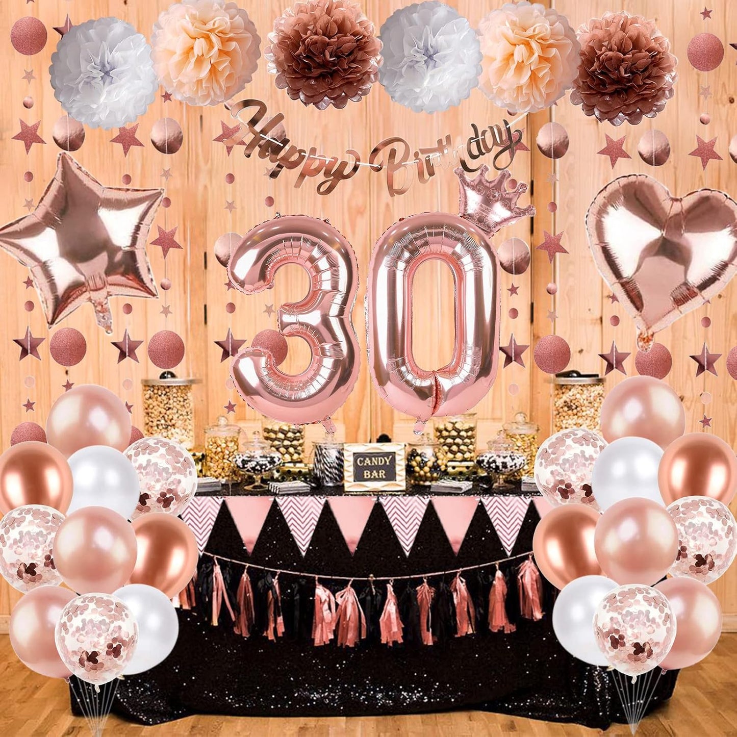 Regine Switzerland 30th Birthday Decorations - Rose Gold Foil Balloons & Banner | Perfect for 30-Year-Old Party