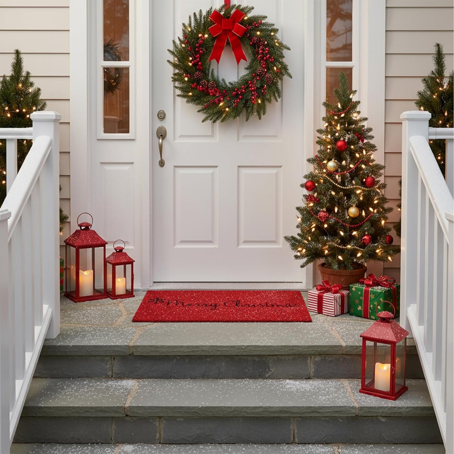 Red Merry Christmas Doormat - Calloway Mills 101781729 for Holiday Decor