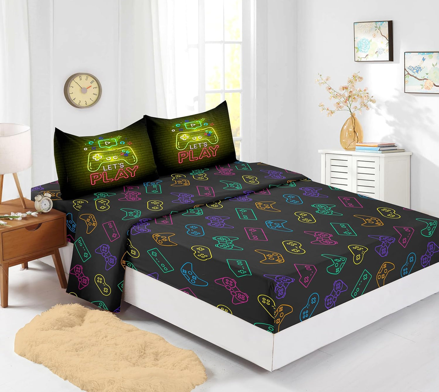 Football Comforter Sets,6 PCS Football Bedding Set,Kids Comforter Sets for Boys,Twin Black and Gold Bed Sets for Boys,Bed in A Bag with Sheets