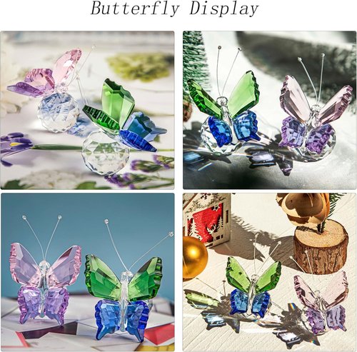 H&D Hyaline & Dora Crystal Butterfly Figurines - Handmade K9 Glass Decor | Perfect Wedding Gifts
