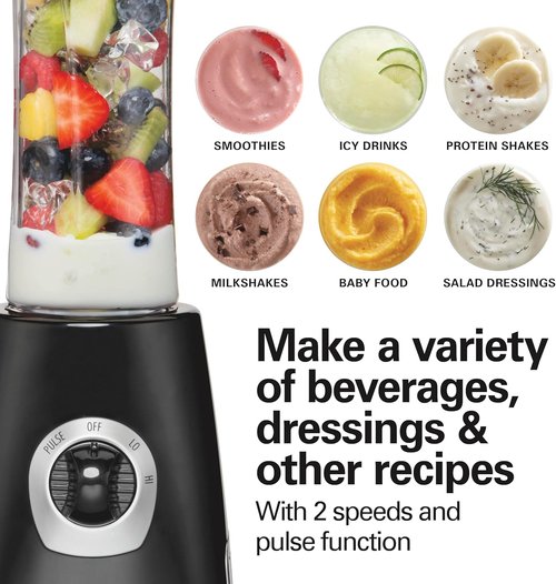 Hamilton Beach Go Sport Portable Blender - 20 Oz Travel Jar, 600 Watt Motor, Black