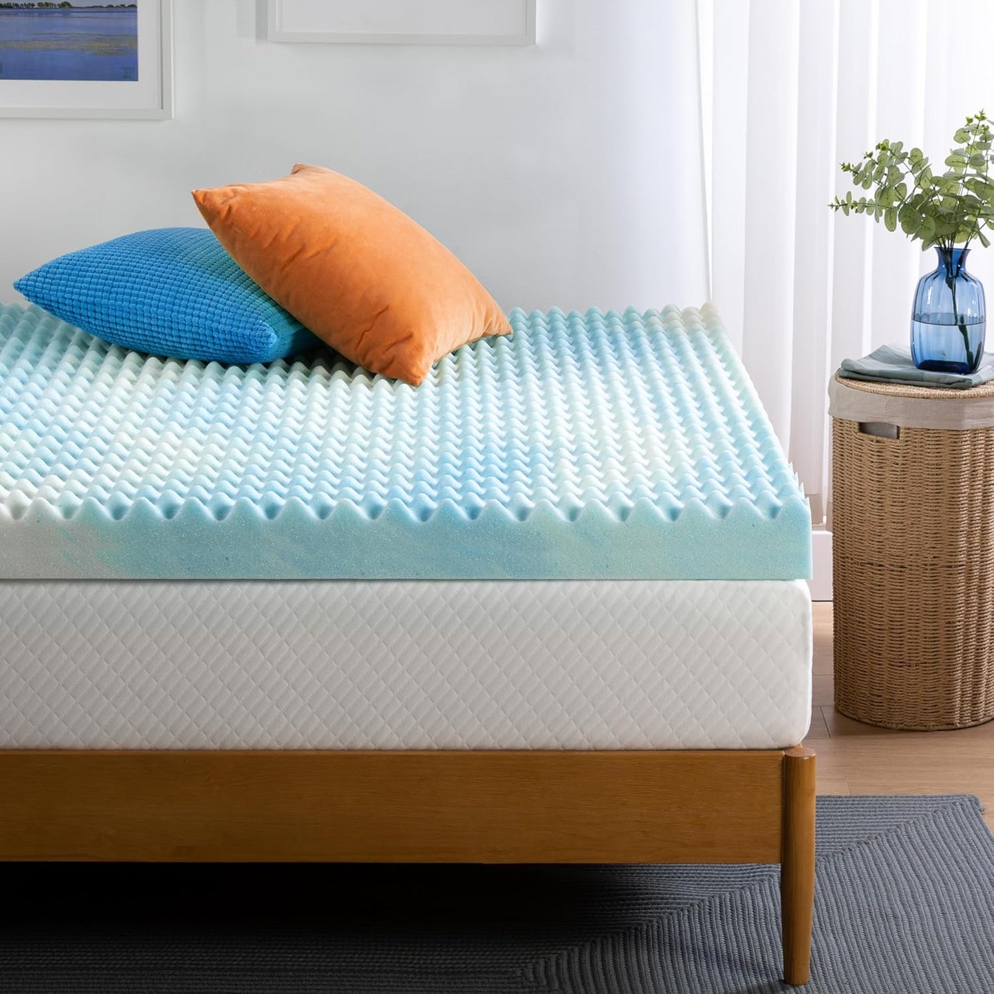 ZINUS 4 Inch Swirl Gel Cooling Memory Foam Mattress Topper, Smaller, More Convenient WonderBox Packaging, Cooling, Airflow Design, CertiPUR-US Certified, Twin