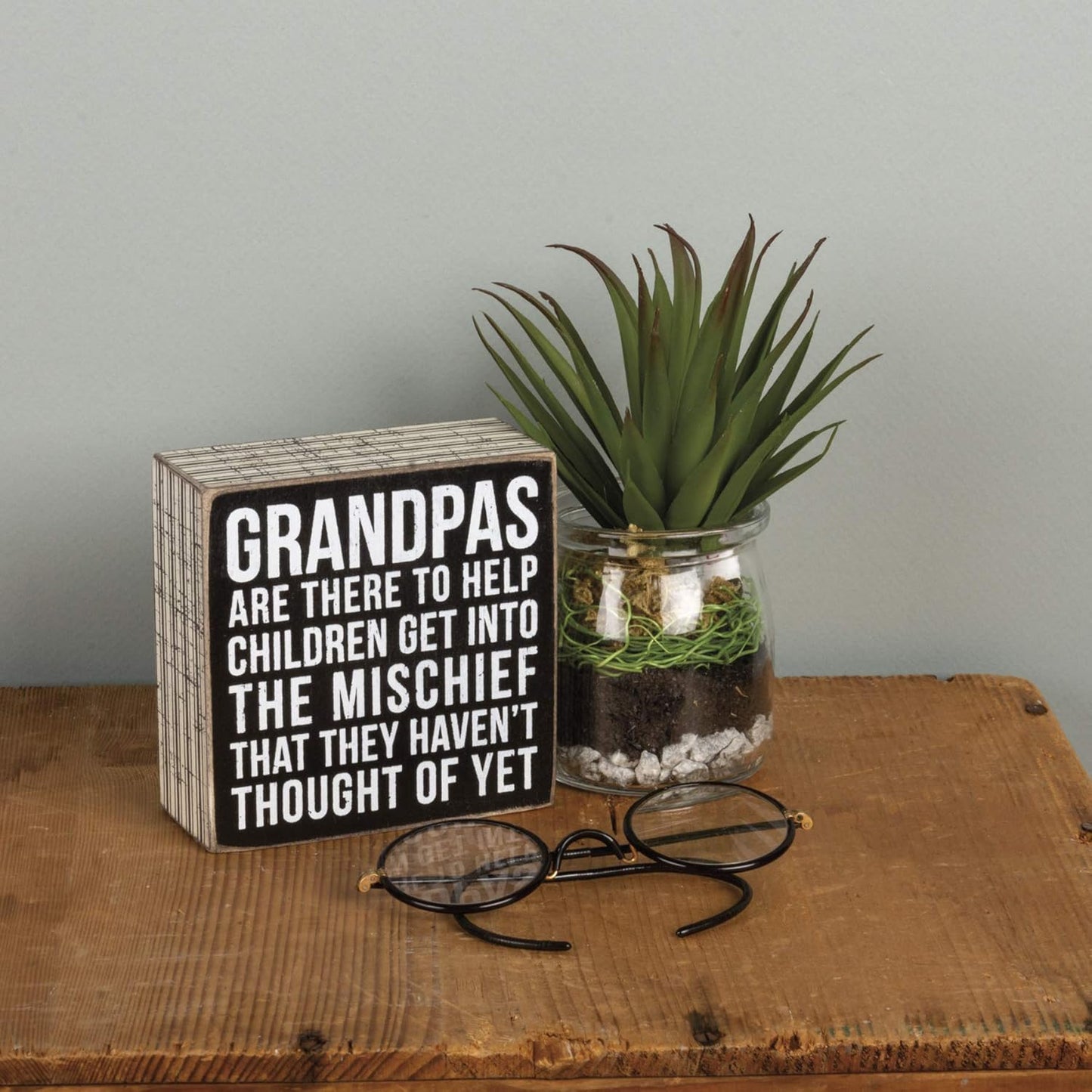 Grandpa Box Sign - Primitives by Kathy 27218 Pinstripe Trimmed Wood Decor
