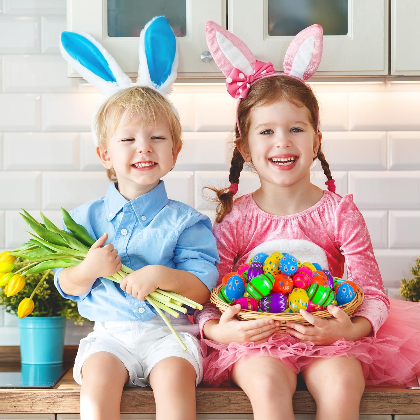 JOHOSEEK Plastic Easter Eggs Fillable, 36 PCS Printed Bright Easter Eggs Empty, Colorful Eggs for Easter Gifts Party Favors Eggs Hunt, Easter Basket Stuffers, Plastic Eggs Bulk