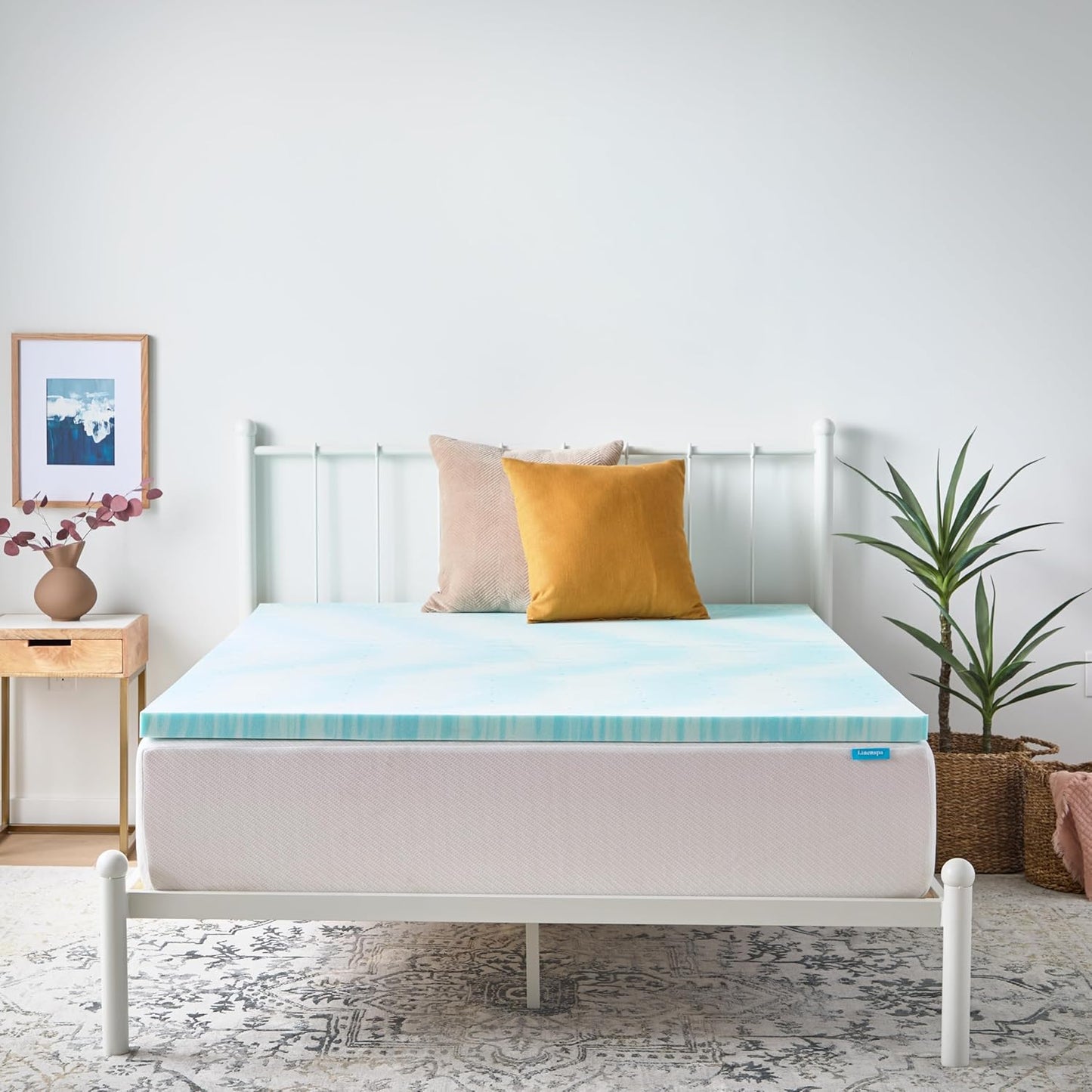 Linenspa 2-Inch Gel Memory Foam Mattress Topper - Cooling & Ventilated - Full Size, Pressure Relieving, CertiPUR Certified