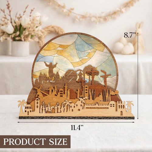He is Risen Gifts for Adults, Easter Decor Resurrection Scene Empty Tomb, Christian Table Decorations Indoor, Catholic Cross Jesus Religious Easter Gifts Decor (Resurrection)