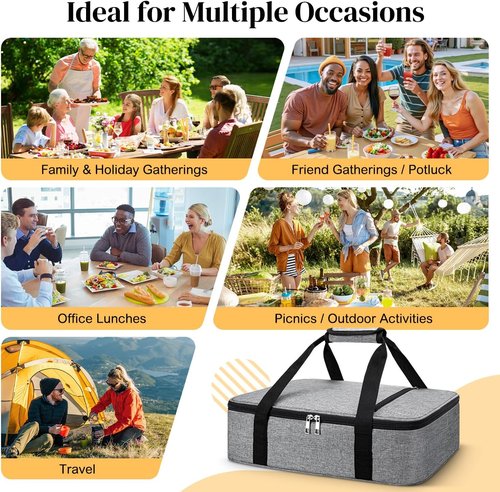 Coobiiya Insulated Casserole Carrier - Thermal Tote Bag Keeps Food Hot or Cold | Fits 9" x 13" Baking Dish