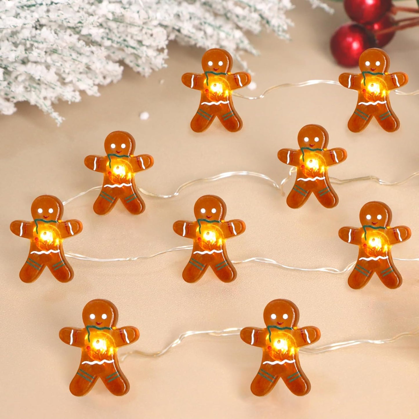 Battery Operated 10ft Christmas Tree Cardinal String Lights - 40 LED Red Snow Bird Ornaments with Remote Timer for Holiday Home Decor