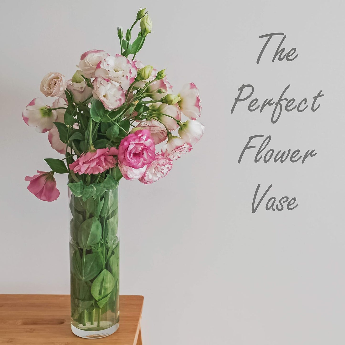 Clear Tall Glass Cylinder Vase 16” | Elegant Flower Centerpiece & Candle Holder