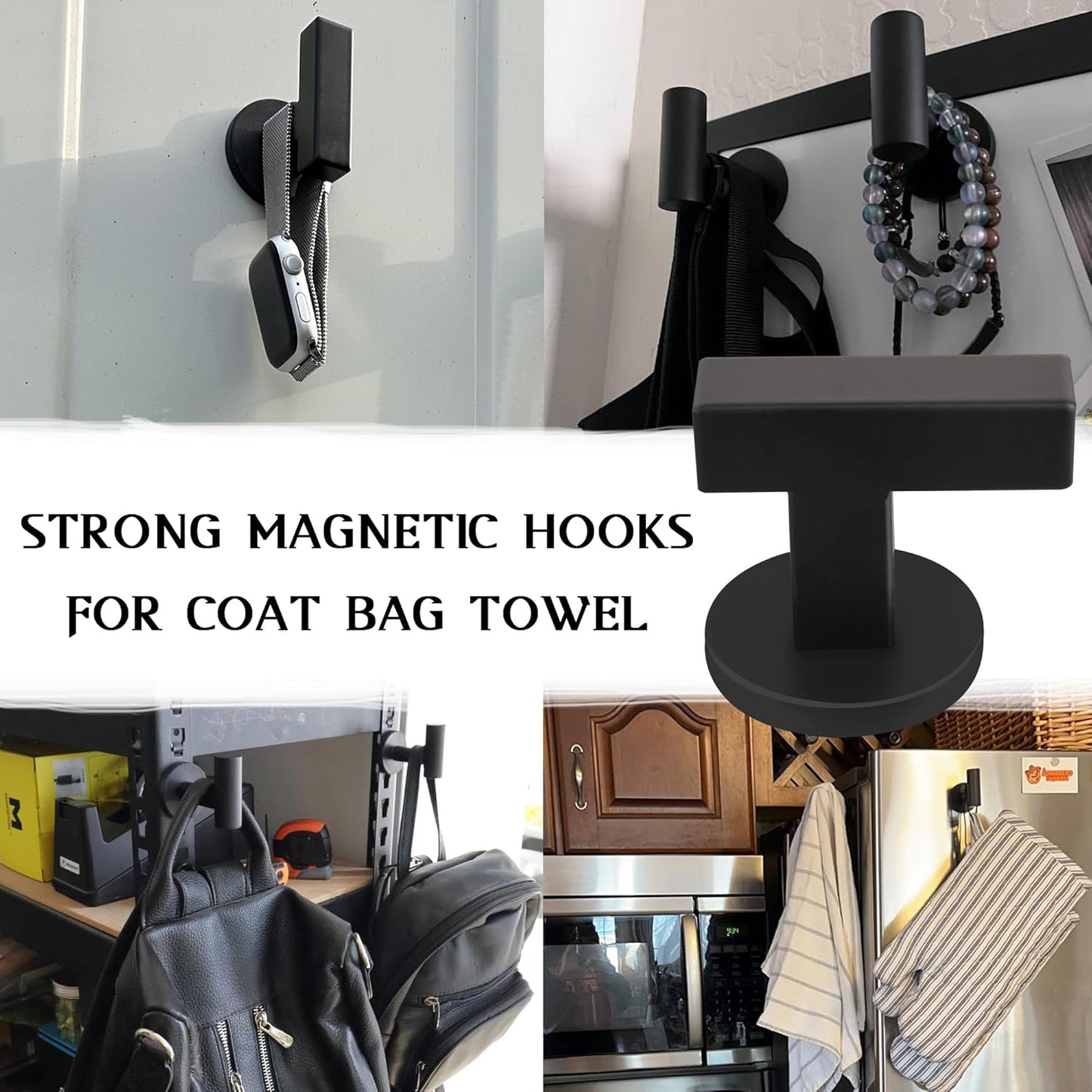 ULIBERMAGNET Heavy Duty Magnetic Double Hooks - Sturdy Coat Hangers | 2 Pack in Brushed Nickel