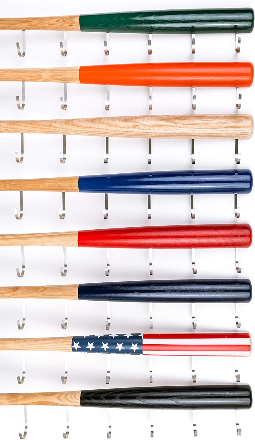 KT Bats Coat Rack Wall Mount Baseball Bat Cap Hat Towel Jersey Display Fully Assembled Unique Idea for Sports Fans Perfect Mudroom Bedroom Entryway Bathroom Organization System with 8 Hooks (Red)