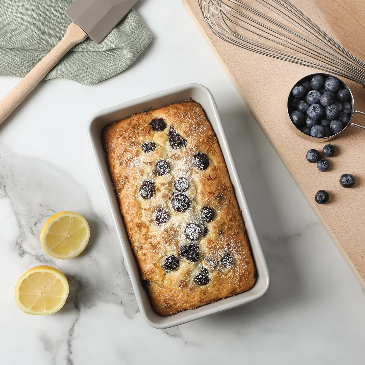 Martha Stewart Gallen 9-Inch Nonstick Carbon Steel Loaf Pan - Durable Bakeware for Even Baking, Cool Grey