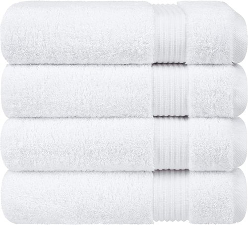 Cotton Paradise Extra Large Turkish Bath Towels - Soft Plush 4-Piece Set in White