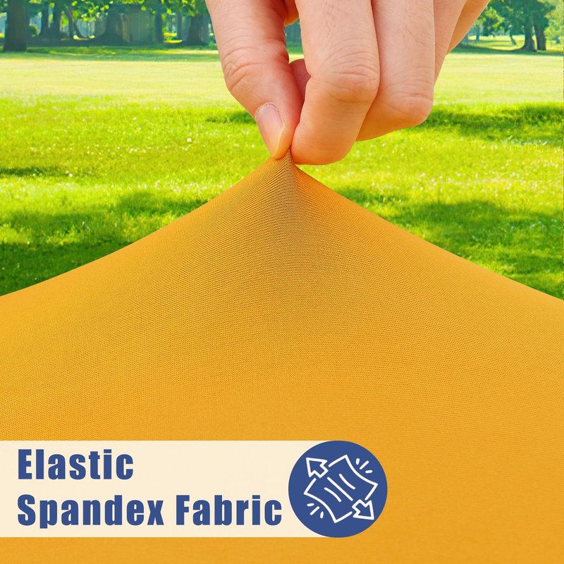 Moosfor Round Spandex Tablecloth, Elastic Fitted Waterproof Tablecloths for 36"-44" Tables, Stretch Washable Picnic Table Cover for Camping, Dining, Indoor and Outdoor, Mustard Yellow
