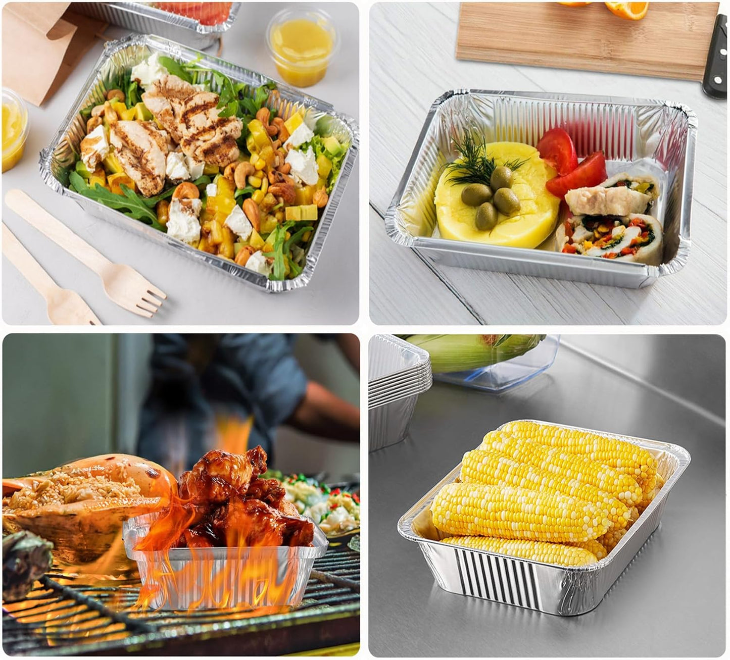 Notwoe® Disposable Aluminum Baking Pans - 55 Pack With Lids | 12x8, 8x6 & 8x5 Square Combo Set