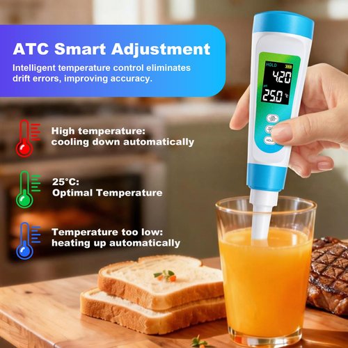 Food pH Meter for Fermentation & Sourdough, Liquid Food pH Tester with ±0.01 Accuracy, ATC Digital pH Meter, Designed for Testing Dough, Kombucha, Cheese