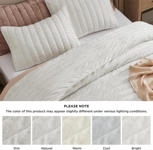 Bedsure Velvet Quilt King Size Set - Oversized 108"x96" Ultra Soft Luxury Comforter & 2 Pillow Shams | Cream White
