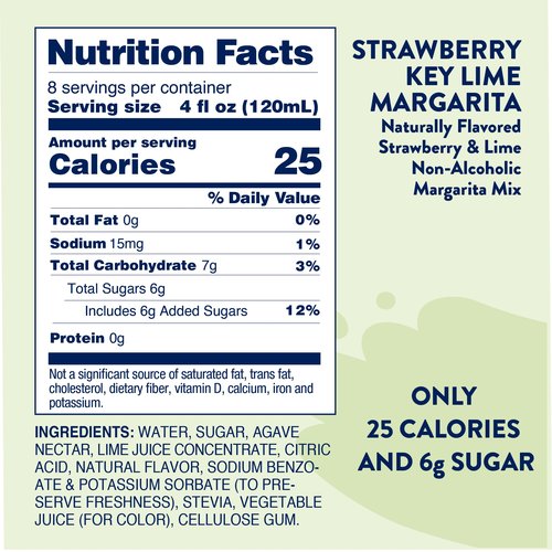 Jordan's Skinny Mixes Syrups Sugar Free Syrup, Naturally Sweetened Strawberry Key Lime Margarita Mix, 32 oz, Low Calorie Flavoring, Protein Shake, Cocktail & More, Gluten Free, Keto Friendly