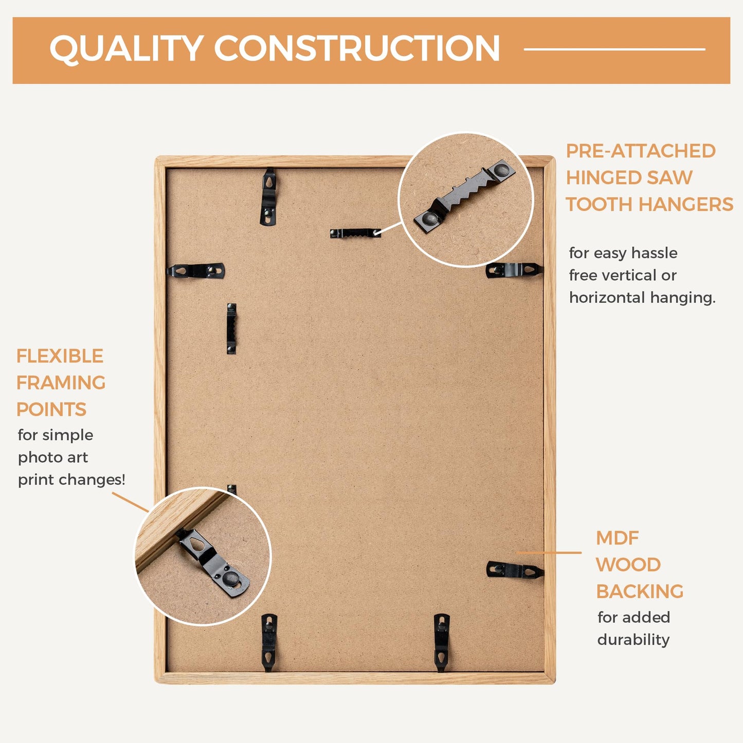 Axeman 12x16 Picture Frame - Solid White Oak Frame 12 x 16 Matted to 8.5x11 - Rounded Corner Oak Photo Frame 16x12 with Tempered Glass - Natural Wood Picture Frame for Wall Mount Display - Oak