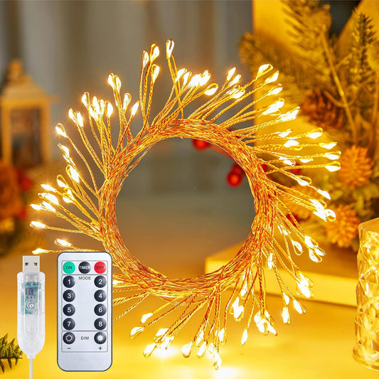 200 LED Fairy Lights with Remote & Timer - 16.4Ft Silver Wire Twinkle Lights for Indoor Christmas, Wedding & Party Decor