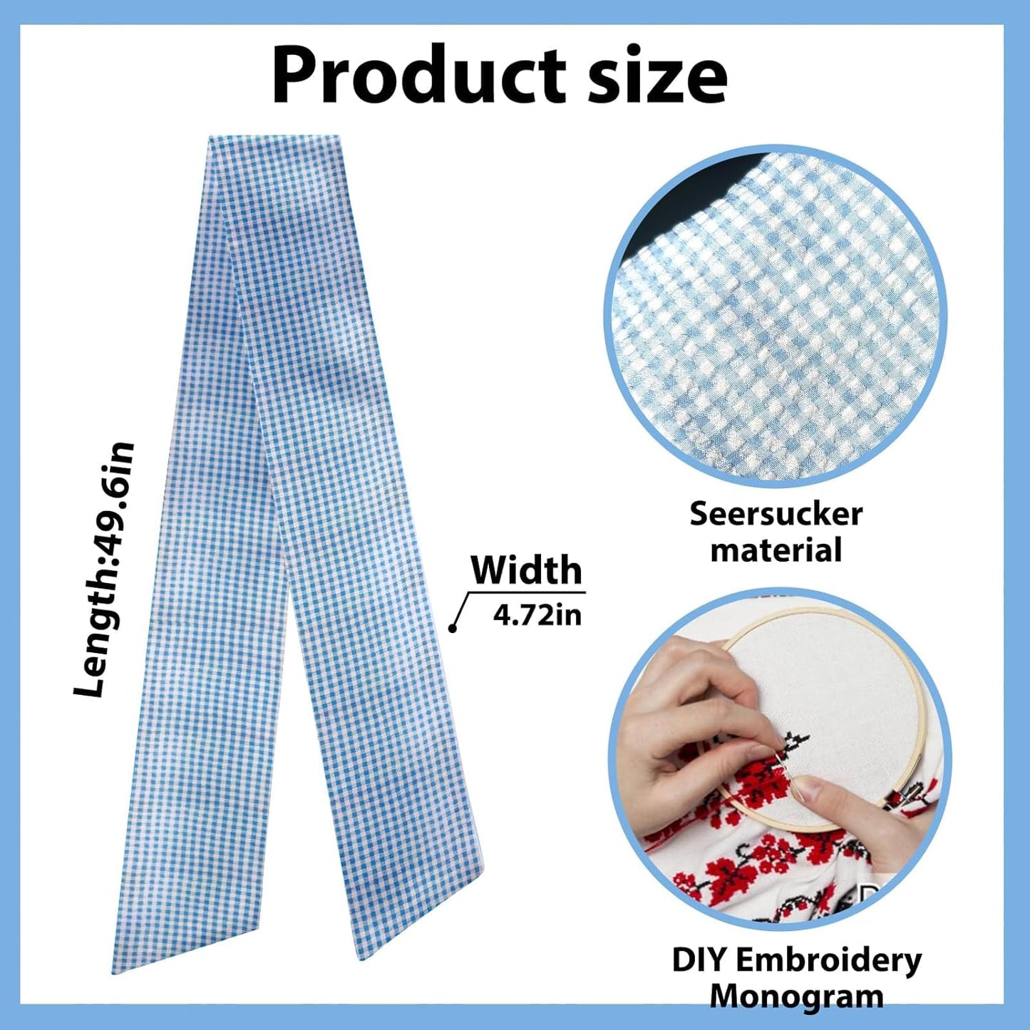 Skiennix Baby Shower Wreath Sash - Blue & White Seersucker Design for Front Door Decor