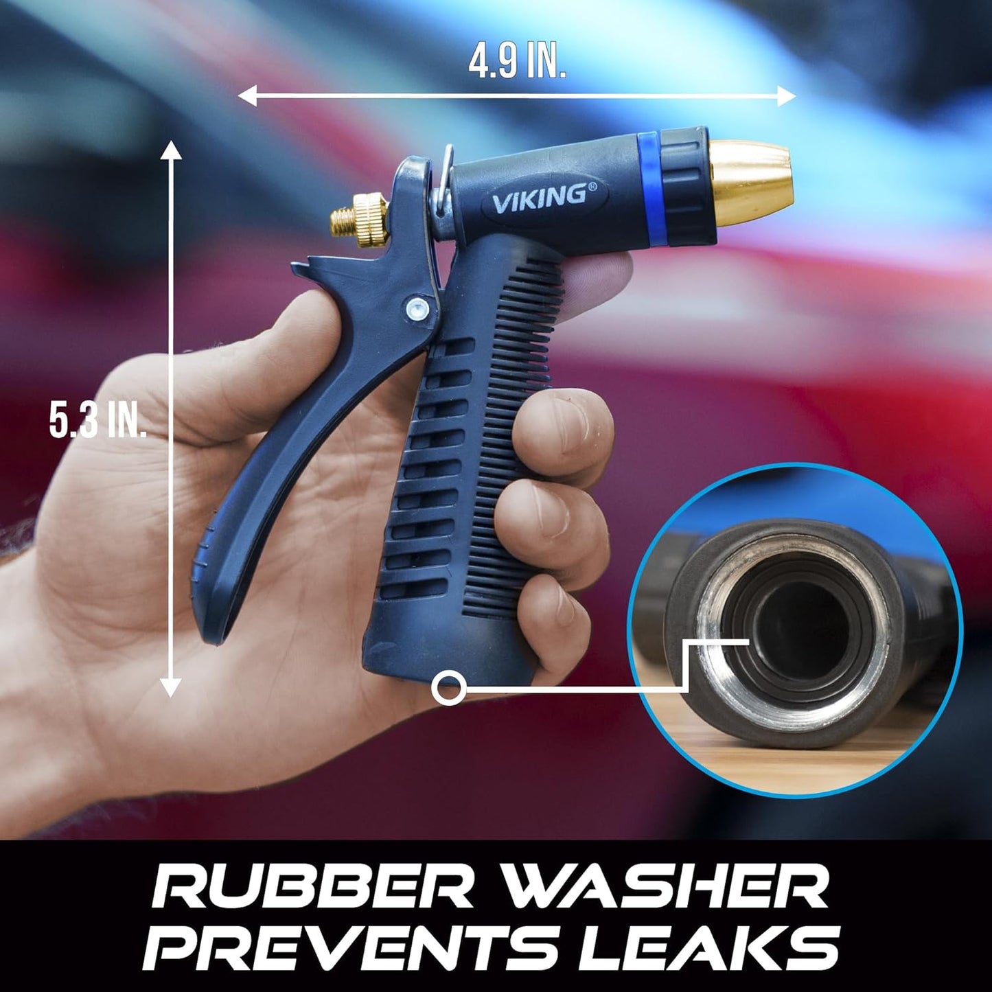 VIKING Garden Hose Nozzle - Adjustable Heavy-Duty Design for Car Washing, Plant Watering & Home Use
