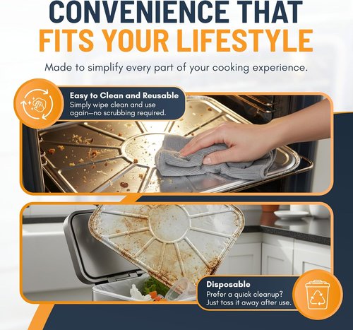 Aluminum Oven Liners - Disposable Foil Drip Pans for Electric & Gas Ovens | 10 Pack, 18.5" x 15.5”