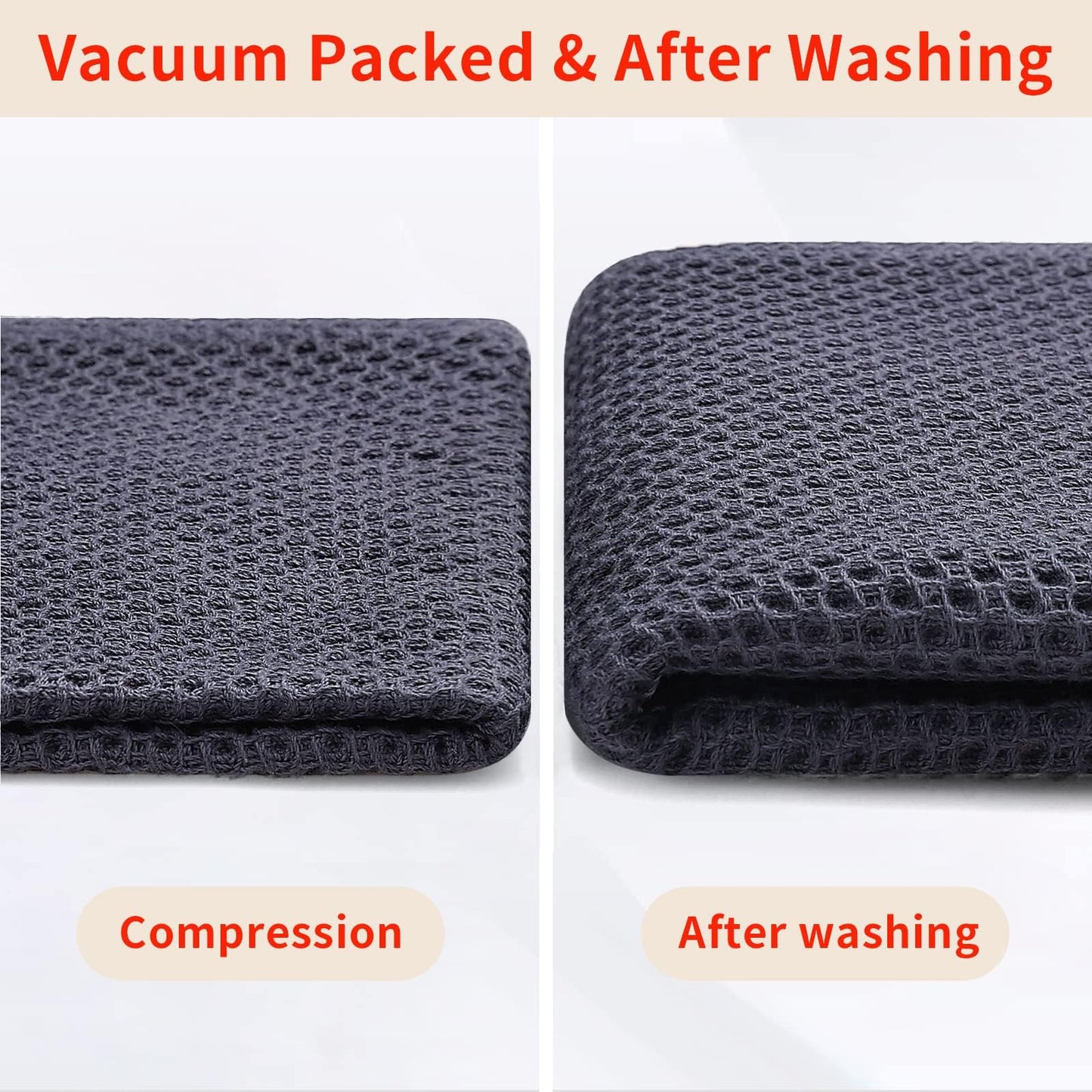 Homaxy 100% Cotton Waffle Weave Kitchen Dish Towels, Ultra Soft Absorbent Quick Drying Cleaning Towel, 20x28 Inches, 12-Pack, Dark Grey