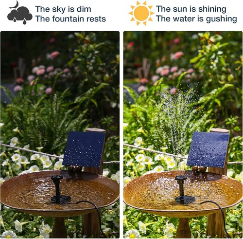 AISITIN Solar Water Pump Kit - DIY Outdoor Fountain Pump with 6 Nozzles for Bird Baths, Ponds & Gardens
