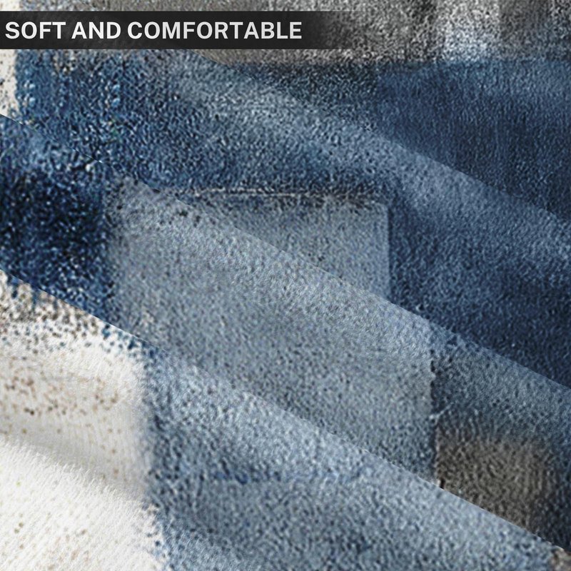 Taysta 2PC Lumbar Decor Throw Pillow Covers Blue and Grey Cushions Rectangle Design Abstract Art Painting Style Modern Contemporary Home Decorative Cushion Pillow Cases 18" x 18" Pillowcases