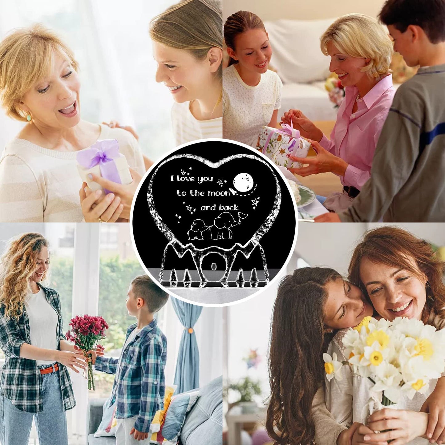 ZHSHWAT Gifts for Mom, Gifts for Mom from Daughter/Son, I Love You to The Moon and Back, Mom Crystal Gifts from Son Daughter for Birthday Christmas Day