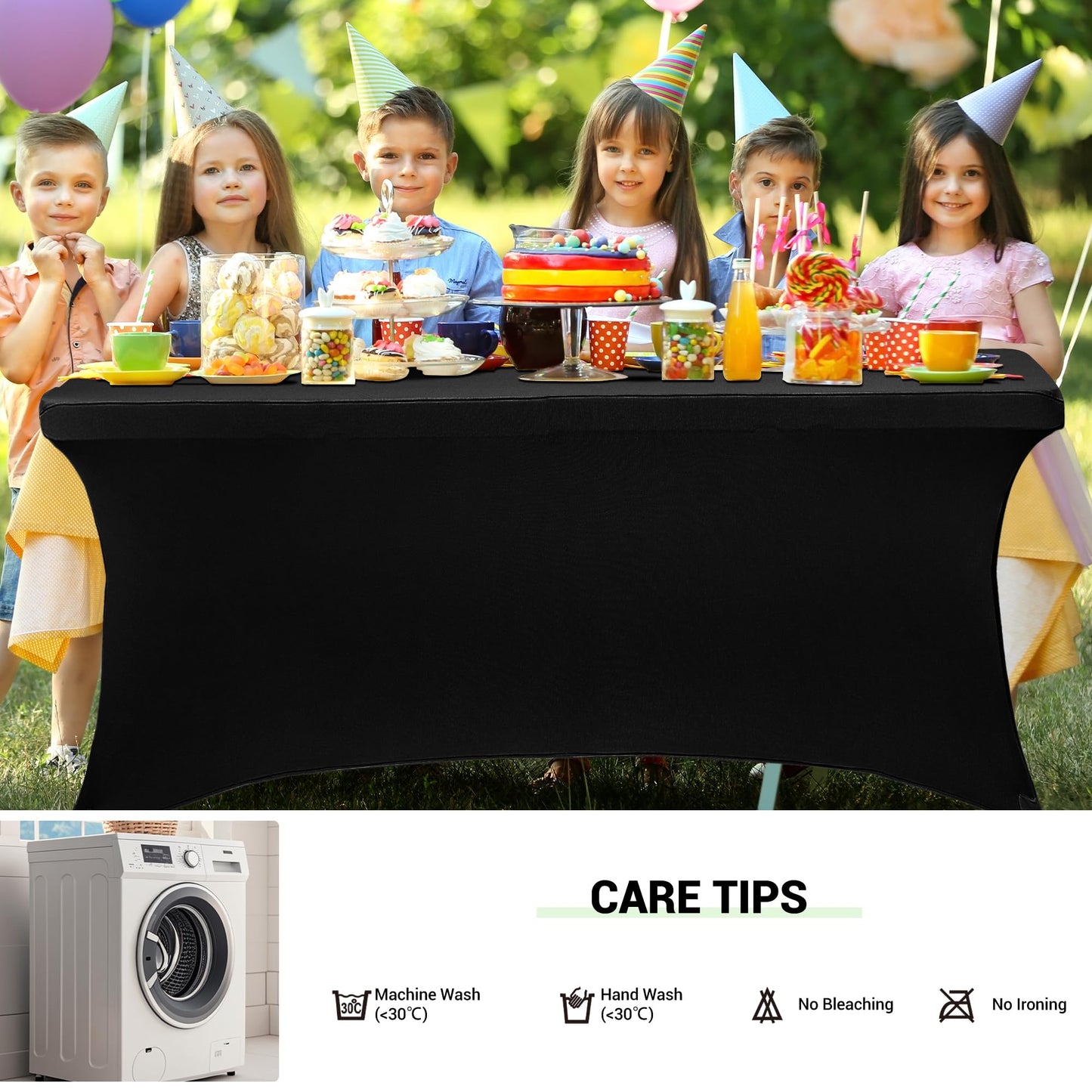 Obstal 8Ft Stretch Spandex Table Cover for Standard Folding Tables - 2 Pack Universal Rectangular Fitted Tablecloth for Party, Banquet, Events, Trade Show (Emerald Green, 96L x 30W x 30H Inches)