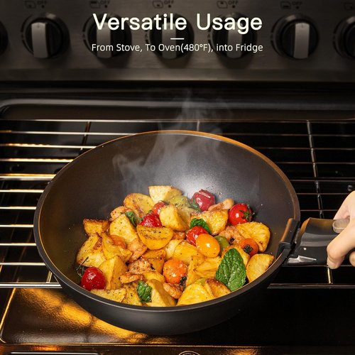 Astercook Non-Stick Ceramic Cookware Set - 21-Piece RV Kitchen Pots & Pans, Oven Safe, Induction Ready, Black