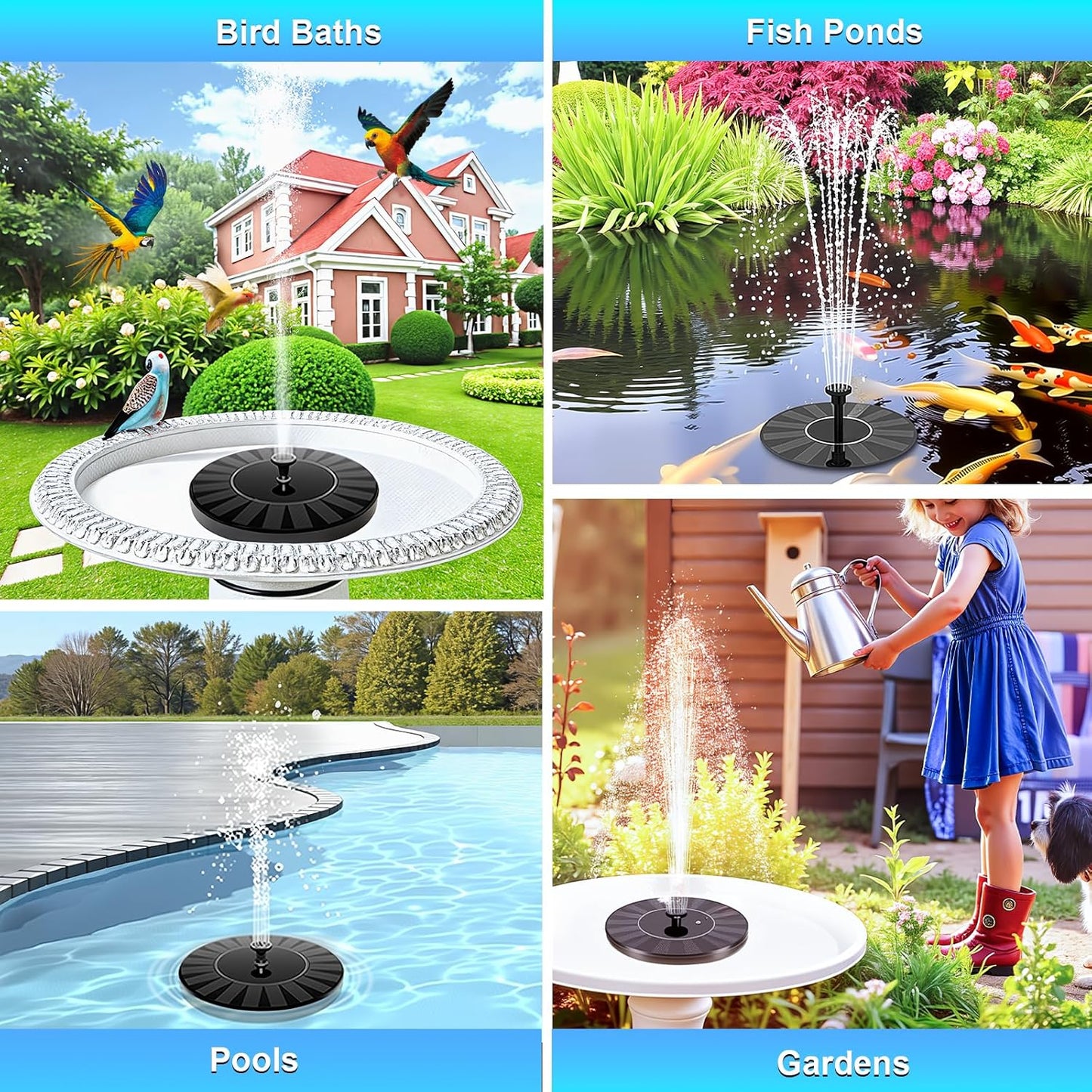 STARTEA Solar Fountain Pump - Upgraded Floating Water Feature for Bird Baths, Gardens & Ponds