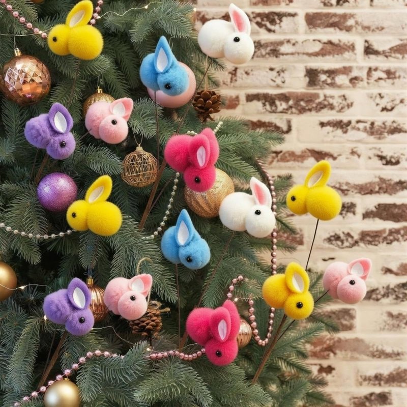 Suncalla 24 Pcs Easter Bunny Picks Easter Plush Bunny Table Decorations 9 Inch Plush Rabbit Branches Decorative Picks for Home Vase Filler Table Centerpieces Easter's Party Decor