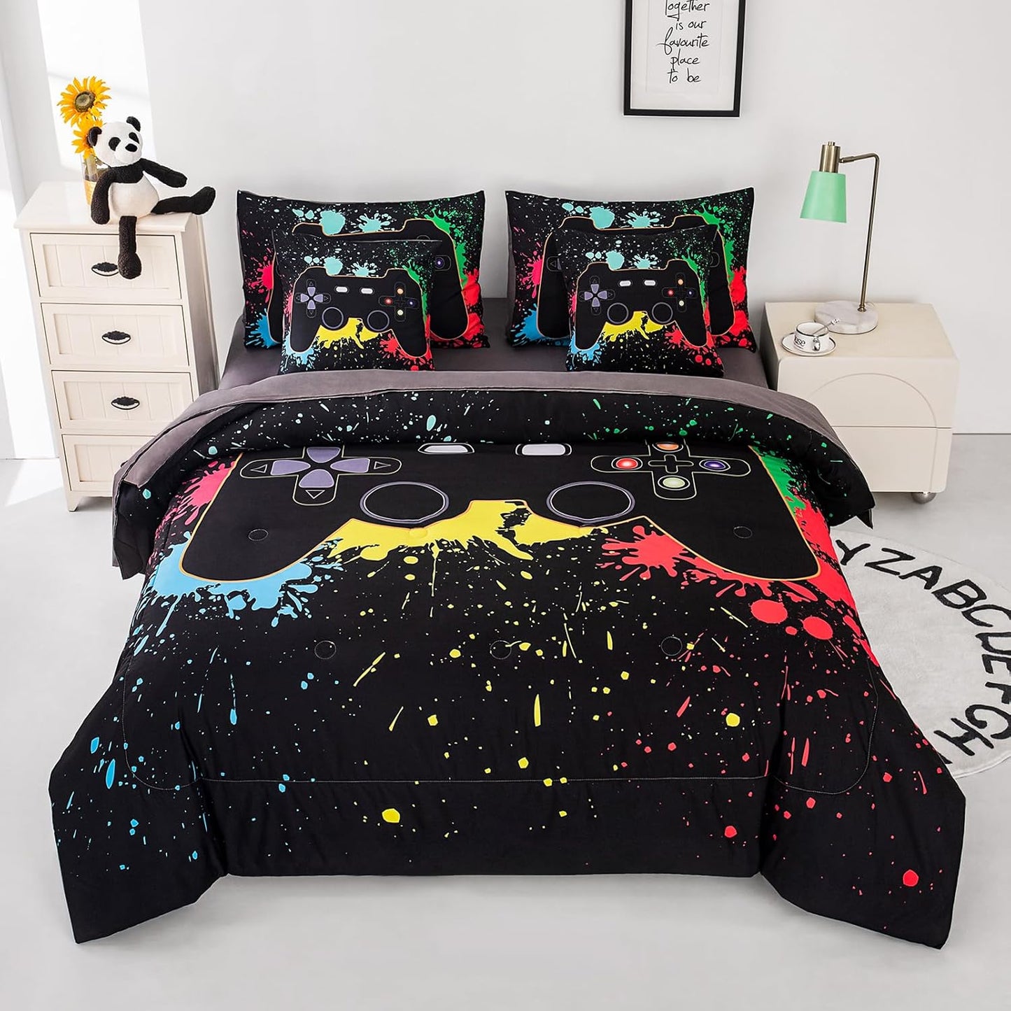 Dinosaur Bedding Full Size Sheets and Comforter Set, Boys Full Size Bedding Set Teen boy Comforter Set 7 Pieces Toddler Bed Sheets and Comforter Set for Boys All Season