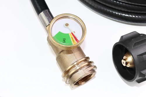 DOZYANT 12 Feet Propane Tank Hose Extension - Gauge Included for Gas Grills, Heaters & Appliances