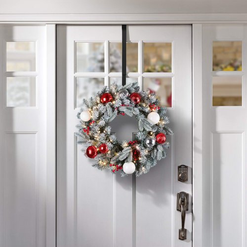 Haute Decor Adapt Adjustable Wreath Hanger, Top & Length Adjustable Version, Matte Black - Strong Over The Door Wreath Hanger for Various Door Sizes