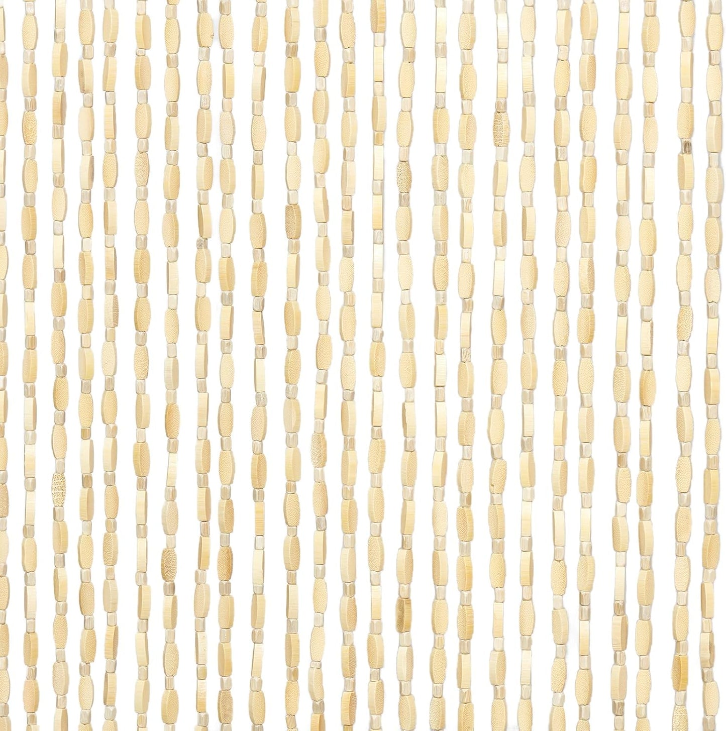 35.5" x 75" Bamboo and Wood Beaded Curtain for Doorway 52 Strands Handmade Bohemian Door Beads Curtain Boho Hanging Room Divider for Bedroom Living Home Deco, Beige